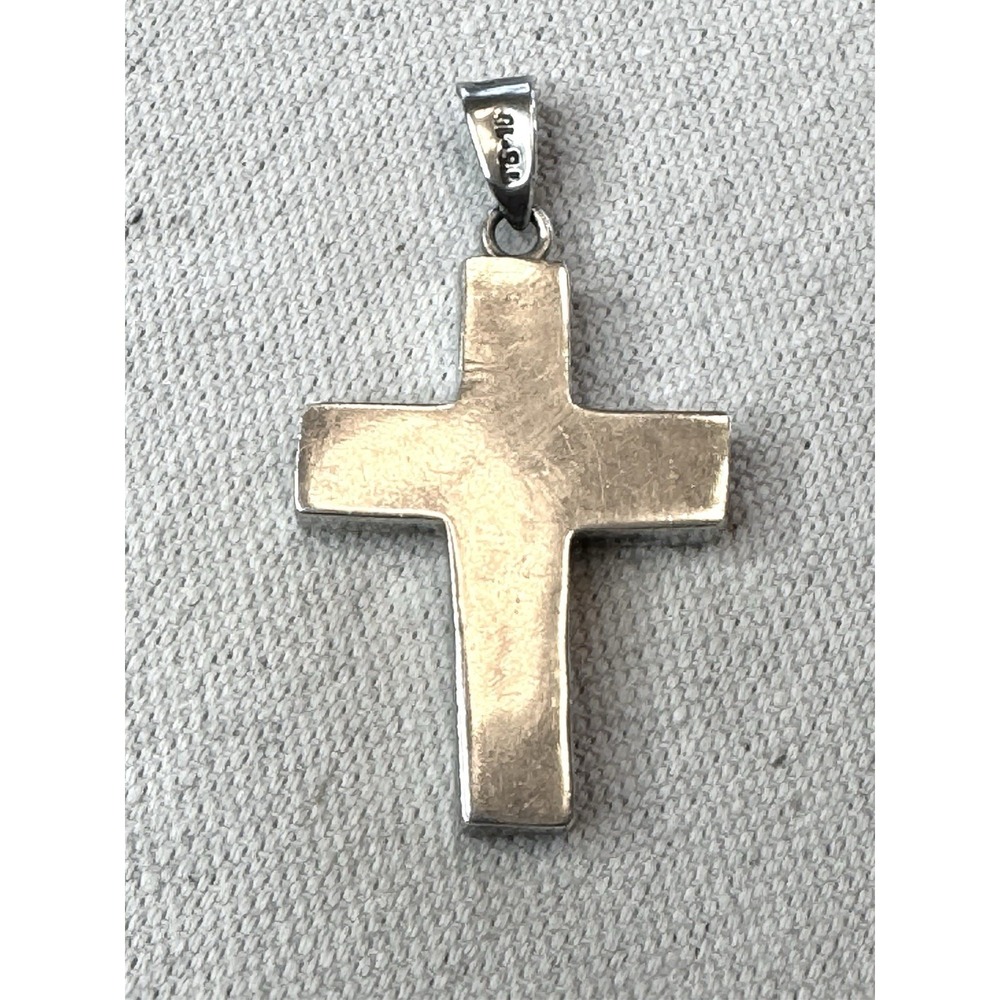 Taxco TS-18 Mexico 925 Thick Sterling Silver Cross Pendant 13.15g Modernist